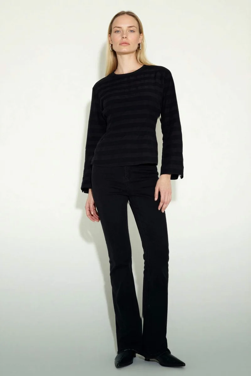 DeFacto Regular Fit Crew Neck Long Sleeve Blouse