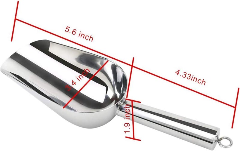 Starthi Stainless Steel Ice Scoop for Freezer, Popcorn, Candy, Flour - Kitchen Bar Spoon Shovel for Ice Cream, Wedding Party (Silver) - Image 2