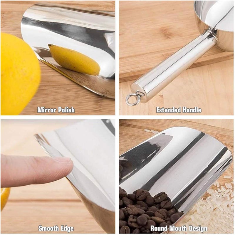 Starthi Stainless Steel Ice Scoop for Freezer, Popcorn, Candy, Flour - Kitchen Bar Spoon Shovel for Ice Cream, Wedding Party (Silver) - Image 4