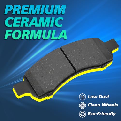 Haruma D1169 D883 Front Disc Brake Pads Rear Ceramic Pads Compatible for Buick Enclave Rainier,Chevrolet Traverse SSR Trailblazer EXT,GMC Acadia Limited Envoy XL,Saab 9-7x, Isuzu Ascender,Saturn Outlook - Image 2