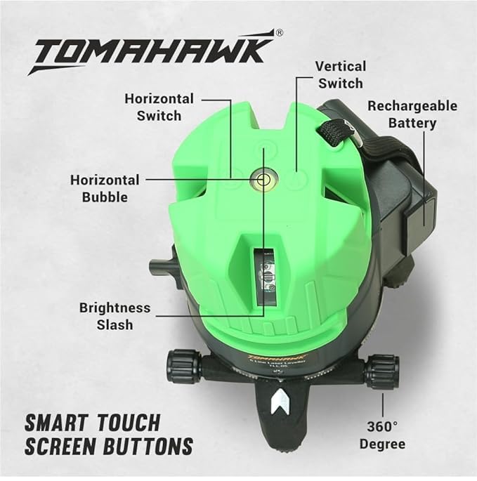 Tomahawk Professtional TLL-B-03-N 3 Lines 3D Horizontal and Vertical Green Laser Cross self Leveling Laser Level - Waterproof and Rechargeable - Image 4