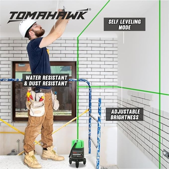 Tomahawk Professtional TLL-B-03-N 3 Lines 3D Horizontal and Vertical Green Laser Cross self Leveling Laser Level - Waterproof and Rechargeable - Image 5