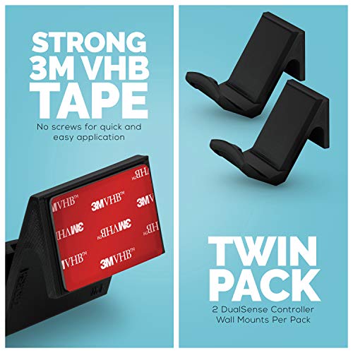BRAINWAVZ Game Controller Wall Mount (2 Pack) for PS5 DualSense Holder Hanger Stand bracket for Playstation PS5 Gamepad, No Screws, Strong VHB Adhesive (Black) - Image 4