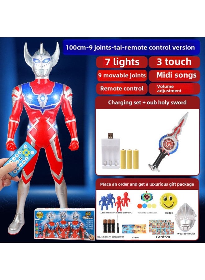 Super One Meter Ott Doll Robot Man Superman Light Music Story Boy-Color: 1 Meter Thai Remote Control Version Charging Sword Gift Bag - Image 1