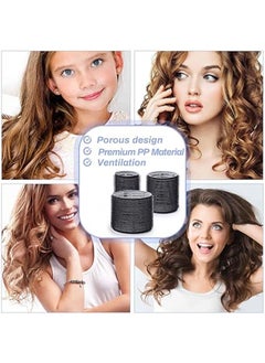 Fasola 6Pcs Air Bangs Curler Large Lazy Curler Self-adhesive Curler Ceramic Thermal Hair Rollers For Long Hair Velcro Rollers For Hair Roller Curlers for Long Hair/Hair Roller for Short Hair Black  - Image 2
