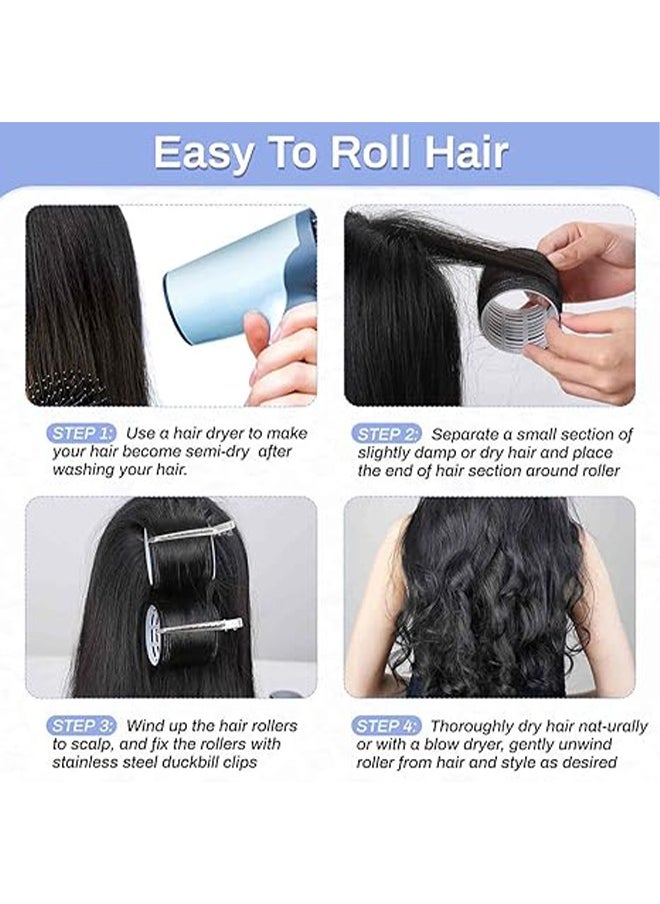Fasola 6Pcs Air Bangs Curler Large Lazy Curler Self-adhesive Curler Ceramic Thermal Hair Rollers For Long Hair Velcro Rollers For Hair Roller Curlers for Long Hair/Hair Roller for Short Hair Black  - Image 4