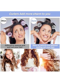 Fasola 6Pcs Air Bangs Curler Large Lazy Curler Self-adhesive Curler Ceramic Thermal Hair Rollers For Long Hair Velcro Rollers For Hair Roller Curlers for Long Hair/Hair Roller for Short Hair Black  - Image 3
