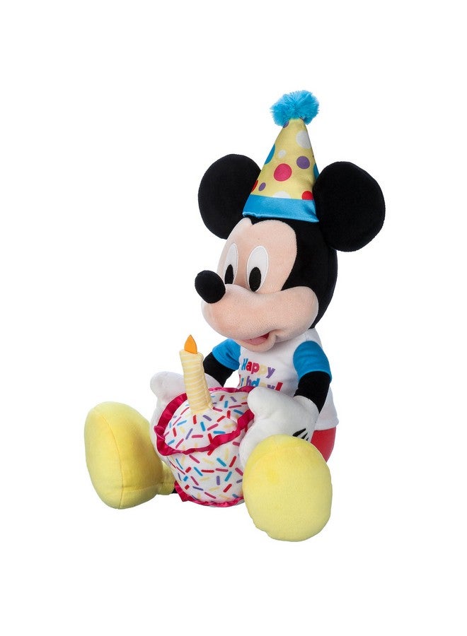 Disney store Disney Store Official Happy Birthday Mickey Mouse Stuffed Animal with Plush Cake, Candle & Party Hat - Embroidered Features, T-Shirt & Soft Mouse Ears for Kids  - Image 2