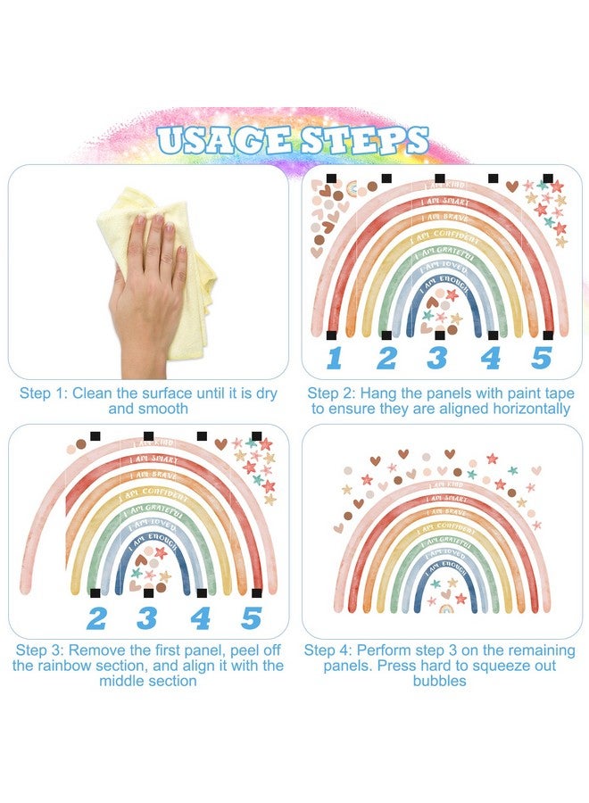 CODOHI Watercolor Large Rainbow Wall Decal with Inspirational Quote 76x45'' Peel and Stick Rainbow Wall Stickers, Waterproof Decal for Girls, Kids Bedroom, Classroom, Nursery - Playroom Wall Decals - Image 3