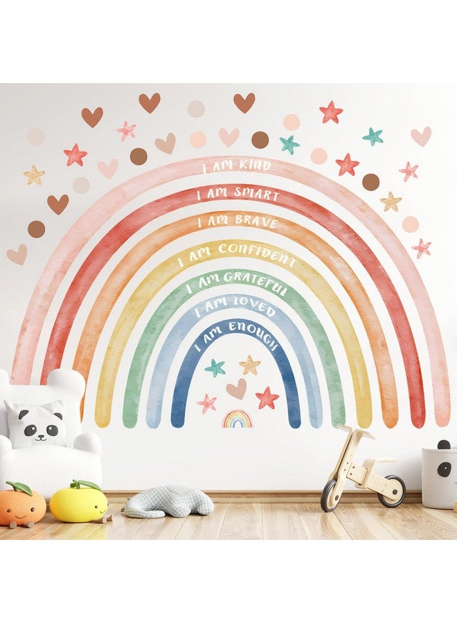 CODOHI Watercolor Large Rainbow Wall Decal with Inspirational Quote 76x45'' Peel and Stick Rainbow Wall Stickers, Waterproof Decal for Girls, Kids Bedroom, Classroom, Nursery - Playroom Wall Decals - Image 1