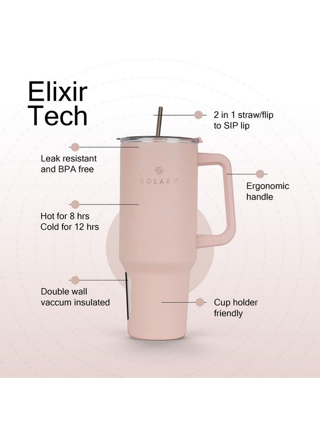 SOLARA Elixir 1200ml Insulated Tumbler with Straw and Lid, Sipper Water Bottle for Adults, Tumbler Bottle, 40oz Stainless Steel Tumblers for Hot and Cold, Coffee Travel Mug, Office, Dusky Pink - Image 2