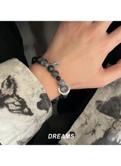 Home Clearance Sale Visually Appealing Ice-Cracked Beaded Bracelet with Leaf Charm - Fashionable Glass Crafted, Multi-Color, High-End Running Ring Design for Men and Women  - Image 2