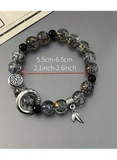 Home Clearance Sale Visually Appealing Ice-Cracked Beaded Bracelet with Leaf Charm - Fashionable Glass Crafted, Multi-Color, High-End Running Ring Design for Men and Women  - Image 3