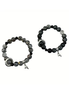 Home Clearance Sale Visually Appealing Ice-Cracked Beaded Bracelet with Leaf Charm - Fashionable Glass Crafted, Multi-Color, High-End Running Ring Design for Men and Women  - Image 4