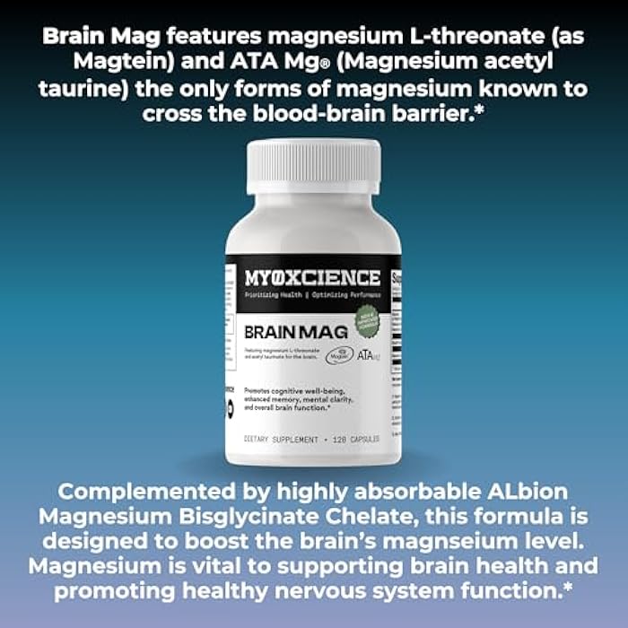 MYOXCIENCE Magnesium L-Threonate + Mag Acetyl-Taurate (ATA Mag) + Mag Glycinate | Promotes Cognitive Well-Being, Enhanced Memory, Mental Clarity and Overall Brain Function | 120 Capsules - Image 2