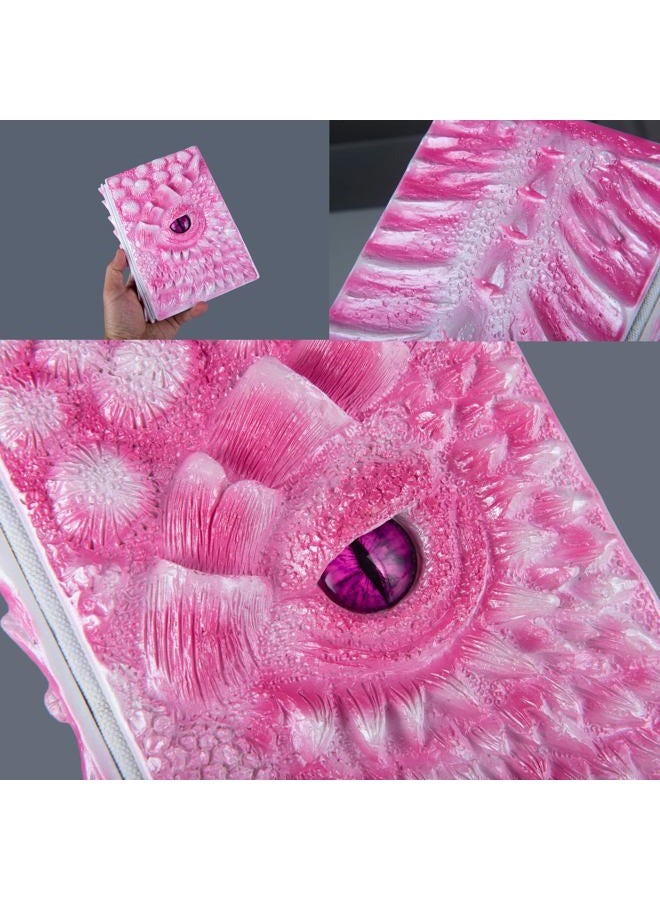 LZlightactor 3D Dragon Eye Embossed Journal,Resin Engraving Notebook,Dnd notebook for Dragon Lovers ，Blank Paper,Hardcover Travel Notepad for Writing,Sketchbook,Collection,Gift,Decoration A4 and A5 Size (A5-Rose) - Image 3