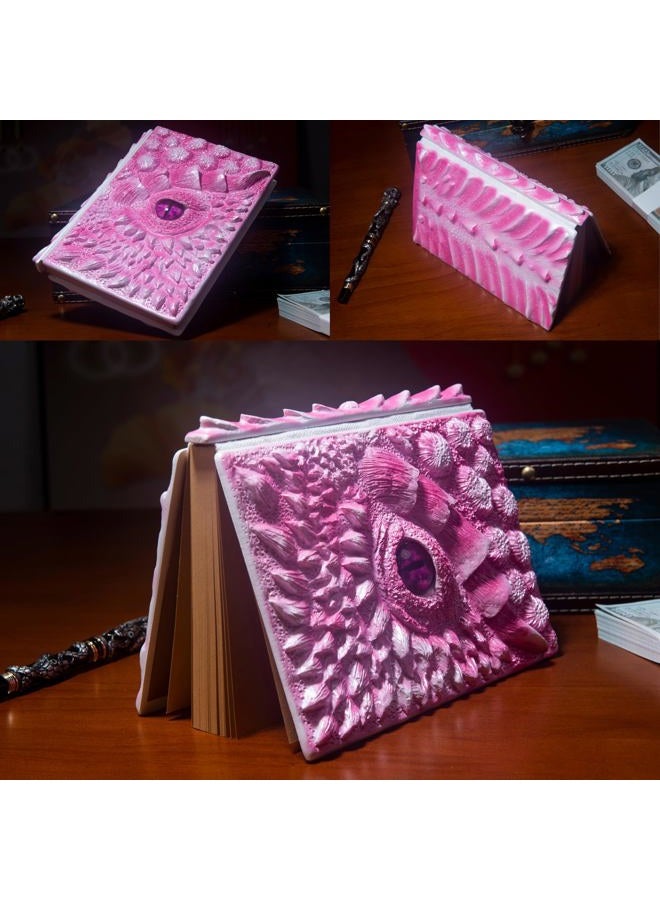 LZlightactor 3D Dragon Eye Embossed Journal,Resin Engraving Notebook,Dnd notebook for Dragon Lovers ，Blank Paper,Hardcover Travel Notepad for Writing,Sketchbook,Collection,Gift,Decoration A4 and A5 Size (A5-Rose) - Image 4