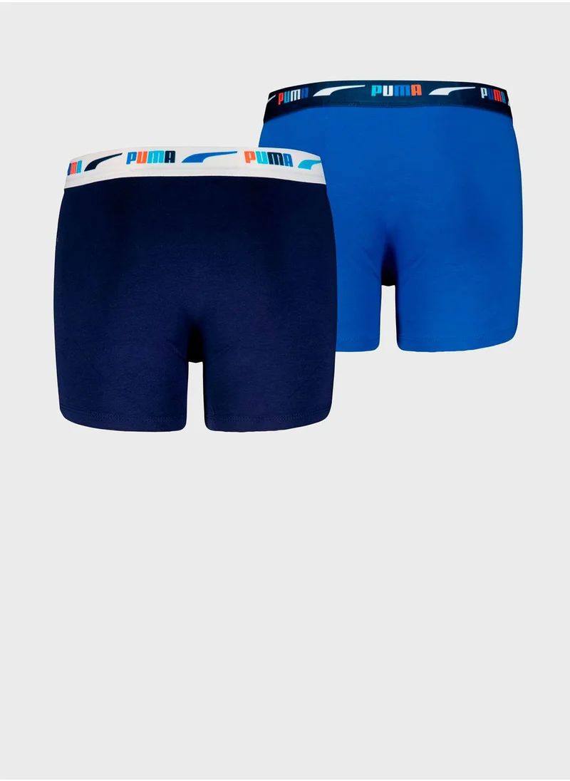 PUMA 2 Pack Kids Printed Elastic  Boxers