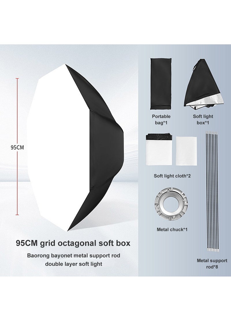 Glanfen - Octagonal Softbox, 95cm Quick-Setup Compact Bowens Mount with Light Diffusers, Carrying Bag, Compatible with Most Bowens Mount COB Video Light for Portrait Product Photography - Image 1