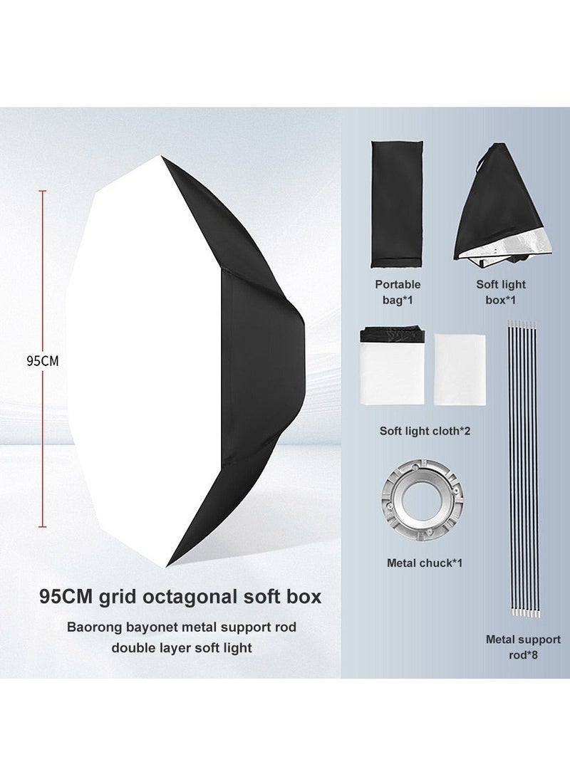 Glanfen Octagonal Softbox, 95cm Quick-Setup Compact Bowens Mount with Light Diffusers, Carrying Bag, Compatible with Most Bowens Mount COB Video Light for Portrait Product Photography - Image 2