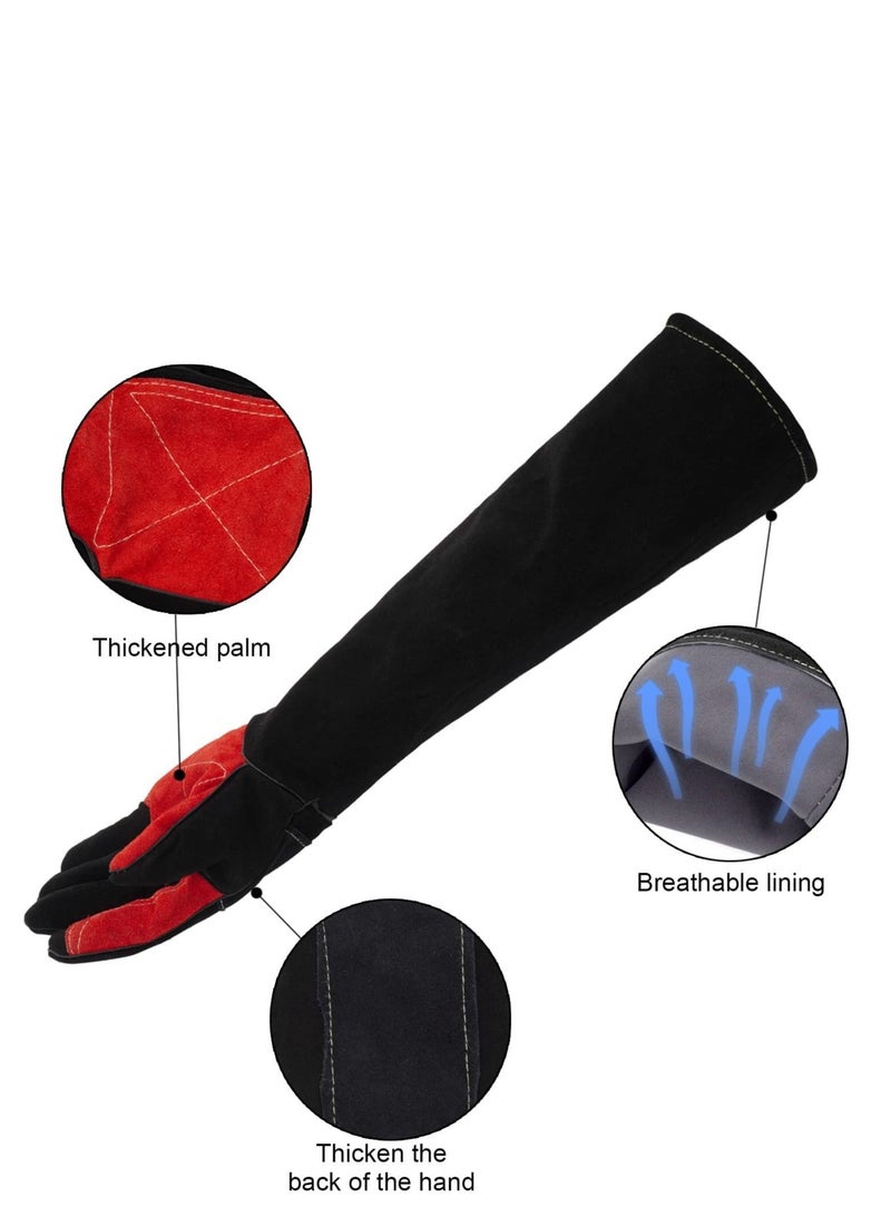 17.7 Inches 662℉,Leather Forge Welding Gloves, Heat/Fire Resistant for BBQ,Oven,Grill,Fireplace,Tig,Mig,Baking,Furnace,Stove,Pot Holder,Animal Handling Glove(Black) - Image 3