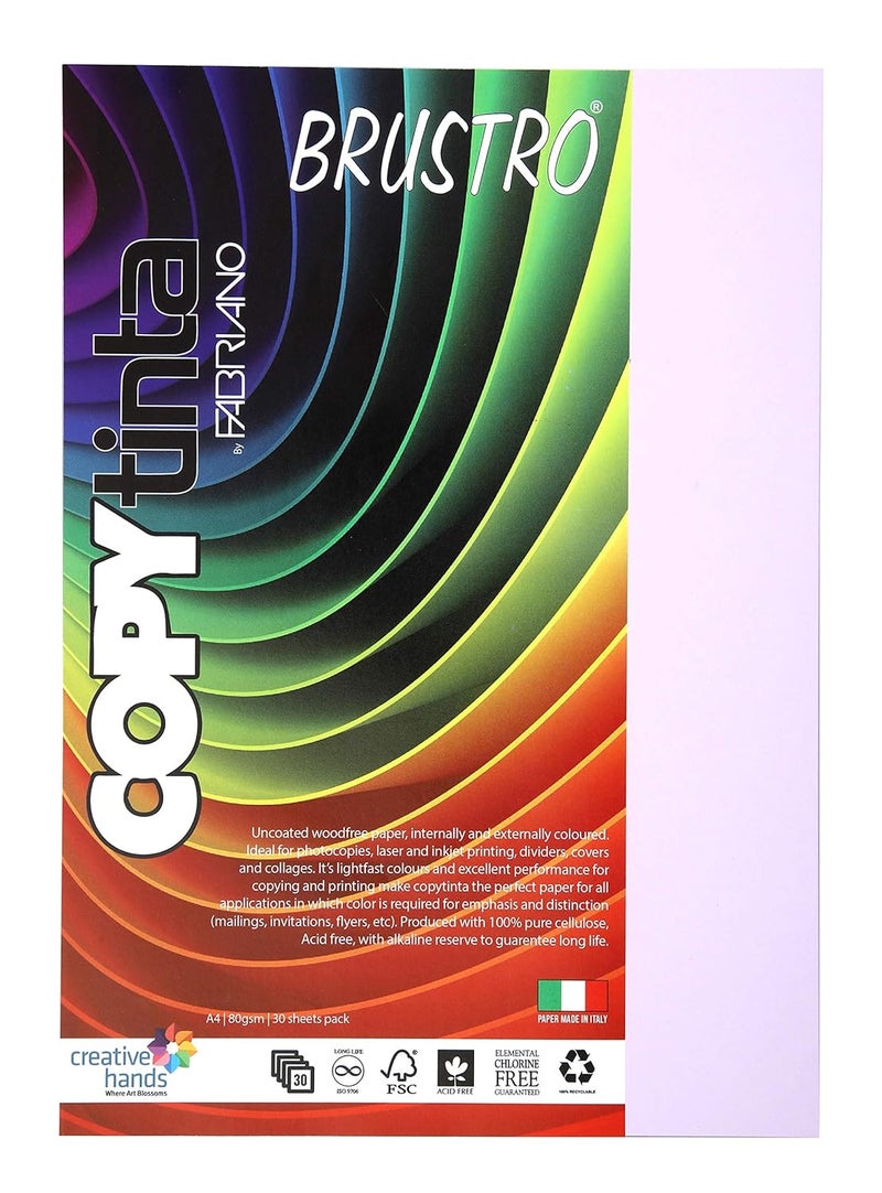 Copytinta Coloured Craft Paper A4 Size, 80 GSM, (60 sheets), Pastel Pink Shade (CIPRIA) | Ideal for photocopies, laser, prints, fax, dividers, covers, collages, craft, school, office
