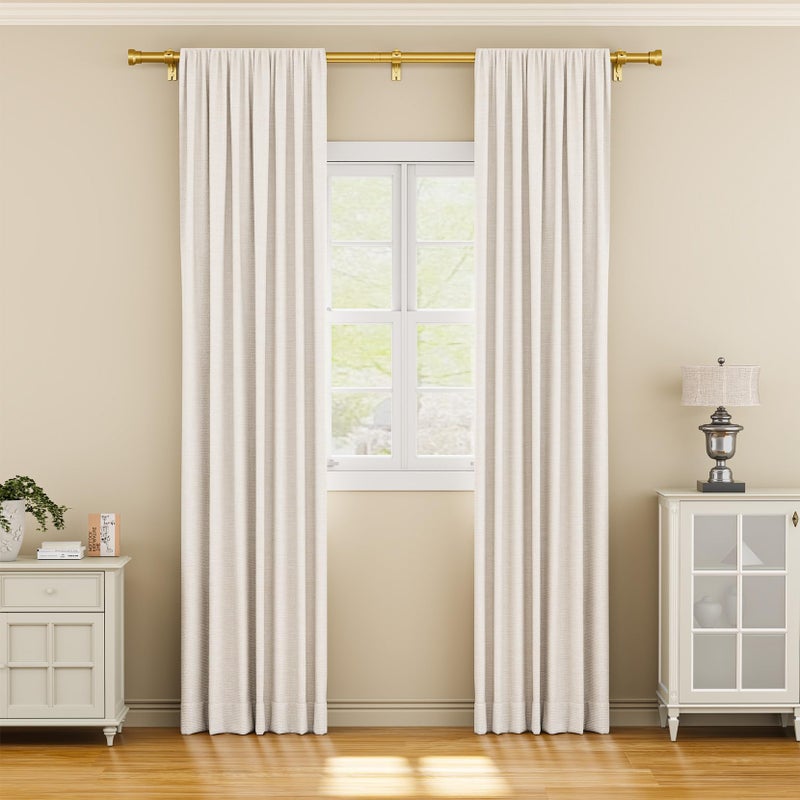 YaFex Curtain Rods 32-84 Inch, Heavy Duty 1 Inch Adjustable Curtain Rod for Windows, Gold Long Window Treatment Rods, Modern Design, Easy Installation - Image 2
