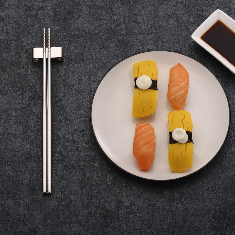 DEVICO Portable Utensils, Travel Camping Cutlery Set, 8-Piece including Knife Fork Spoon Chopsticks Cleaning Brush Straws Portable Case, Stainless Steel Flatware set (Silver) - Image 5