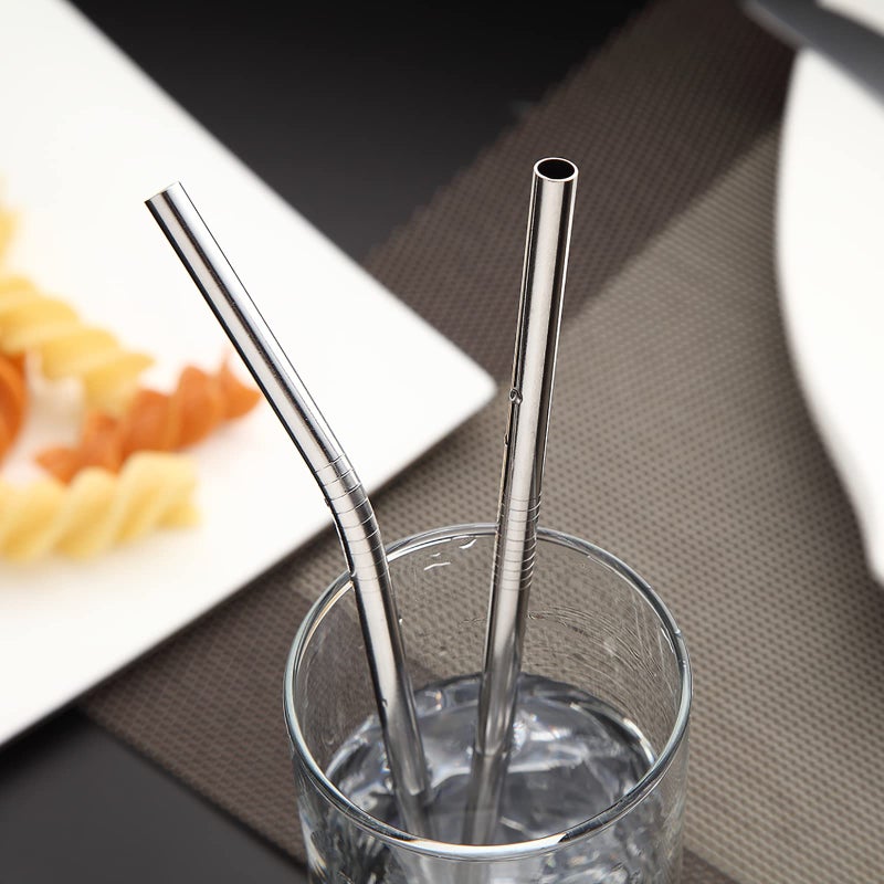 DEVICO Portable Utensils, Travel Camping Cutlery Set, 8-Piece including Knife Fork Spoon Chopsticks Cleaning Brush Straws Portable Case, Stainless Steel Flatware set (Silver) - Image 4