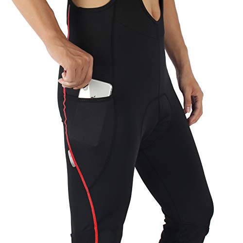 Santic Cycling Bibs Pants Mens Long Tights 3D Padded Bike Legging Red S - Image 2