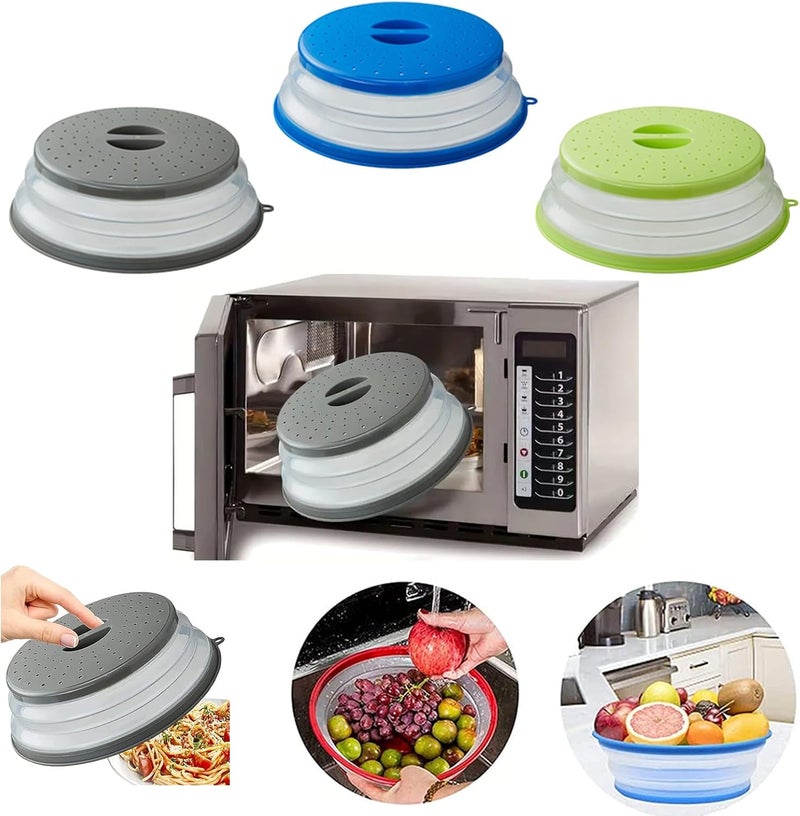 XGHJ Microwave Splatter Cover Vented for Food, Splatter Guard & Colander Kitchen Gadget for Fruit Vegetables Microwave Plate Cover with Hook Hole,Dishwasher-Safe,BPA-Free Silicone & Plastic (1 Pack) - Image 5