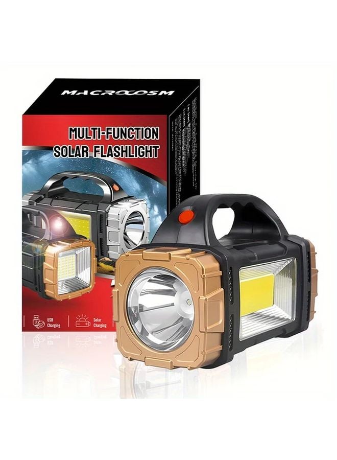 1pc Solar Flashlight USB Rechargeable LED Spotlight Portable COB Camping Lamp - Image 2