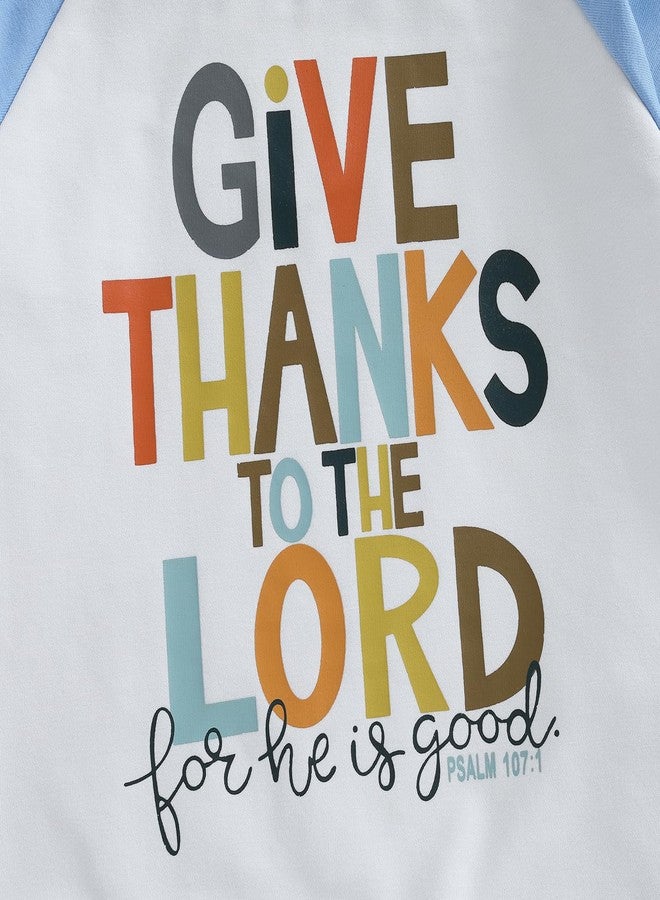 Pudcoco Toddler Baby Boys Girls Thanksgiving Outfit Give Thanks to the Lord Religious Sweatshirt and Jogger Pants Set (Blue, 18-24 Months) - Image 5