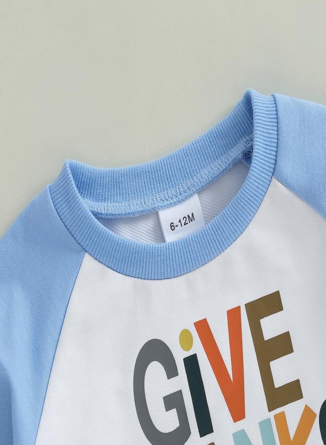Pudcoco Toddler Baby Boys Girls Thanksgiving Outfit Give Thanks to the Lord Religious Sweatshirt and Jogger Pants Set (Blue, 18-24 Months) - Image 4