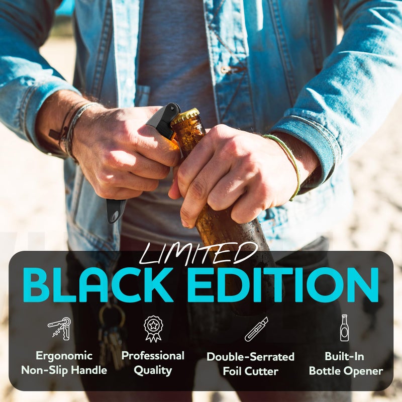 Vinvoli Professional Waiters Corkscrew - Multi-Functional 3-in-1 Cork Screw Bottle Opener - Wine Key With Wine Foil Cutter - Image 2