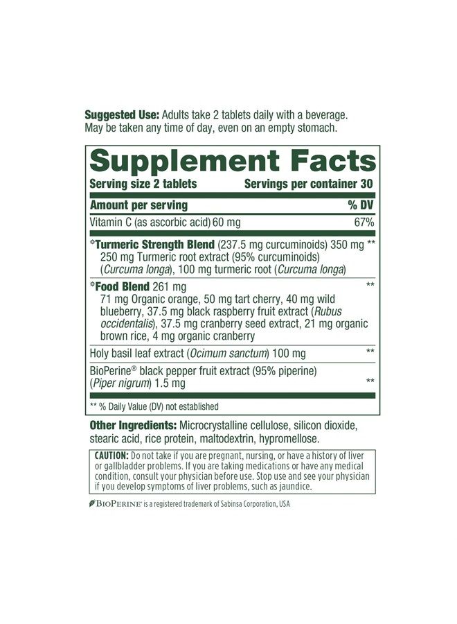 MegaFood Turmeric Curcumin Minis - Made with Turmeric Root and Extract, Vitamin C and Black Pepper - Non-GMO, Gluten-Free, Vegan, Kosher, Dairy and Soy-Free - 60 Tabs (30 Servings) - Image 1