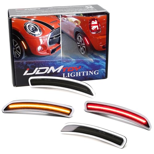 iJDMTOY Smoked Lens AmberRed Full LED Side Marker Light Kit Compatible With Gen3 MINI Cooper F55 F56 F57 Powered by Total 160SMD LED Replace OEM Sidemarker Lamps - Image 1