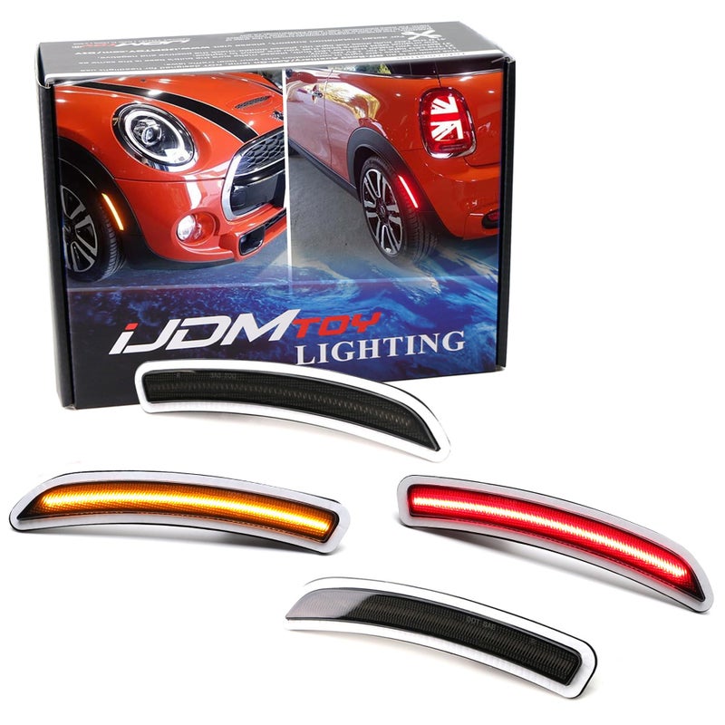 iJDMTOY Smoked Lens AmberRed Full LED Side Marker Light Kit Compatible With Gen3 MINI Cooper F55 F56 F57 Powered by Total 160SMD LED Replace OEM Sidemarker Lamps - Image 2
