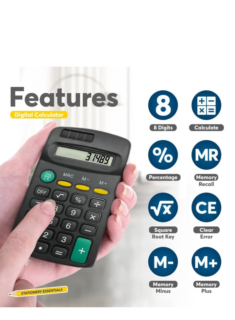 Generic Pocket Size Mini Calculators Handheld Angled 8-Digit Display Calculator Basic Standard Calculators Small Accounting Desktop Calculator for Office School and Home (2 Pieces) - Image 2