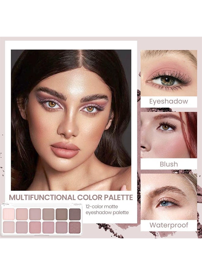 ديكالو 12 لون من ظلال العيون الرمادية والوردية، لوحة مكياج غير لامعة، ظلال عيون عالية الصبغة، ناعمة وسهلة الدمج، علبة مكياج للعين لمسة غير لامعة ناعمة للاستخدام اليومي، نباتية وخالية من التجارب على الحيوانات. - Image 4