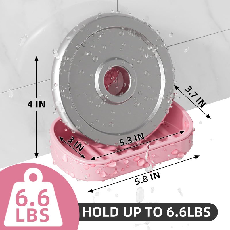 Leverloc Soap Dish Holder For Shower Suction Cup Wall Mounted Self Draining No-Drilling Removable Bar Soap Sponge Holder For Bathroom Bathtub Kitchen Sink Waterproof Strong Vacuum Suction  Pink - Image 3