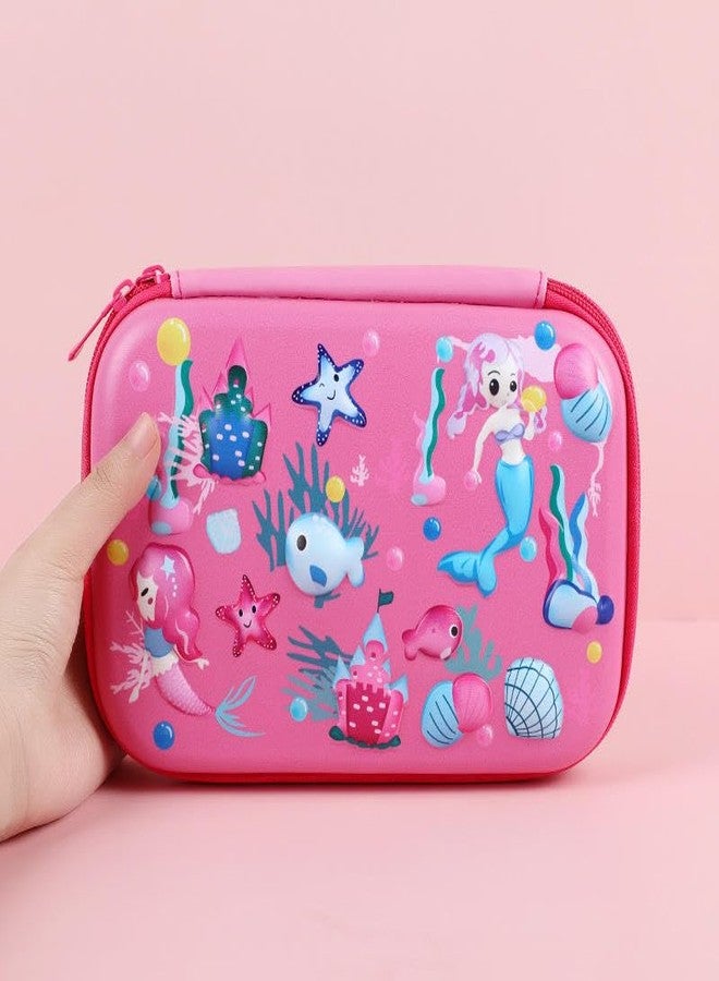 KAVYARA 3D Mermaid Hard EVA Material Protection Pencil Case for Kids | Shockproof Zipper Pen Box | Large Capacity Cartoon Stationery Organizer for School Boys & Girls (Mermaid - Pink) - Image 1