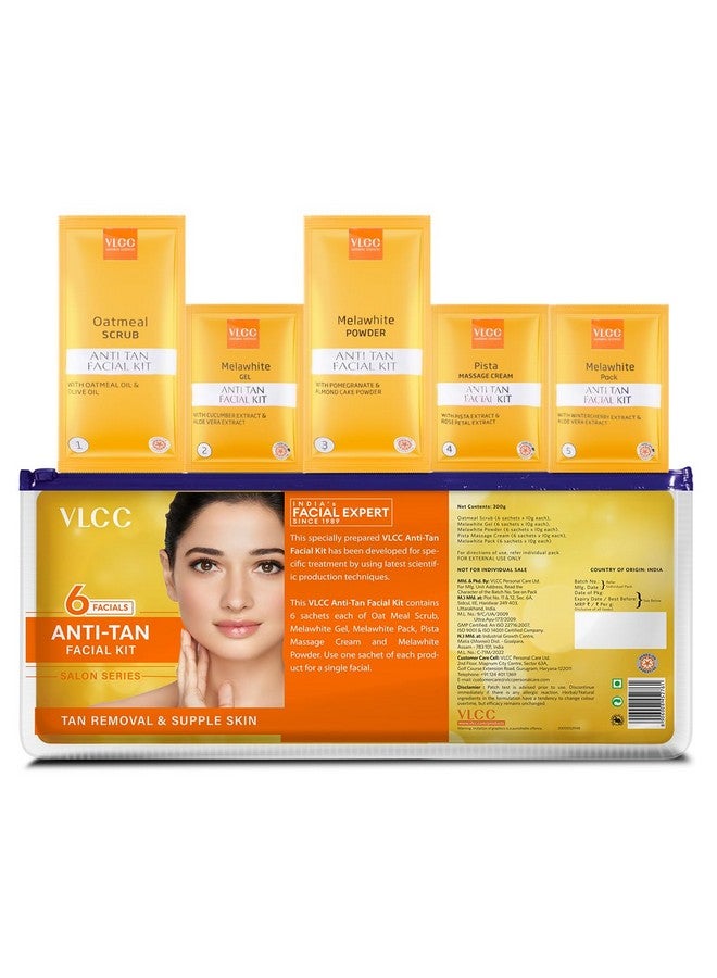VLCC مجموعة VLCC للعناية بالوجه لمكافحة السمرة (6 جلسات) - 300 جرام - مجموعة العناية بالوجه لمكافحة السمرة في المنزل | تحارب السمرة الناتجة عن الشمس، وتوحيد لون البشرة | تنقي وتضيء لون البشرة للحصول على بشرة متألقة - Image 2
