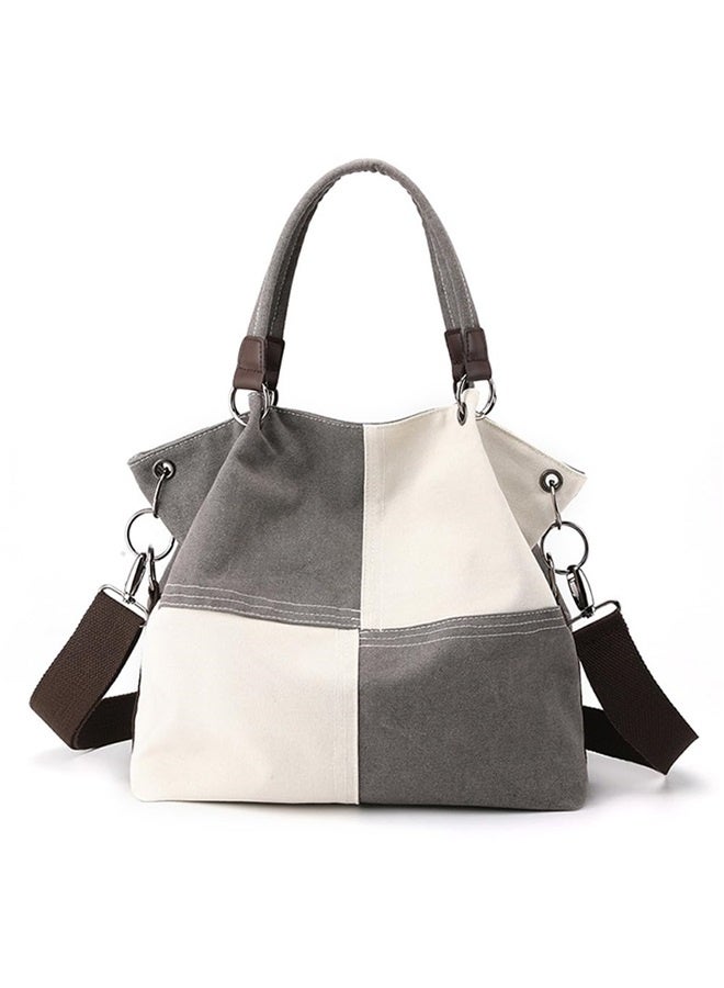 Women Canvas Tote Handbags Contrast Color Casual Shoulder Work Bag Splice Stitching Top Handle Bag Handbags Purses  - Image 1