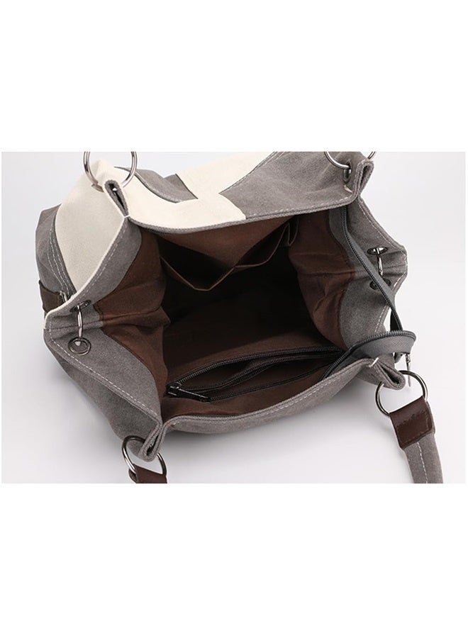 Women Canvas Tote Handbags Contrast Color Casual Shoulder Work Bag Splice Stitching Top Handle Bag Handbags Purses  - Image 5