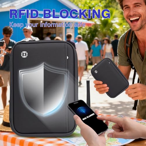 WALNEW Family Passport Holder for 5 Large Travel Organizer Holds up to 6 Passports RFID Blocking Water Resistant Document Wallet for Cards Tickets Boarding Passes - Image 3