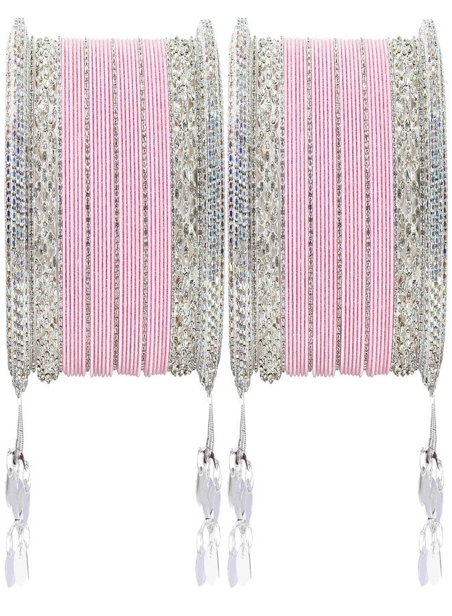 LAVAZZA Stylish Metal Bangles Pink Chuda Set For Bridal Women & Girls | Chura set for Bridal | Chudiyan For Shadi | Chuda set for women | Bridal Chuda Wedding | Chudi Set-(Chuda13-Pink-2.4),Set of 70 - Image 1