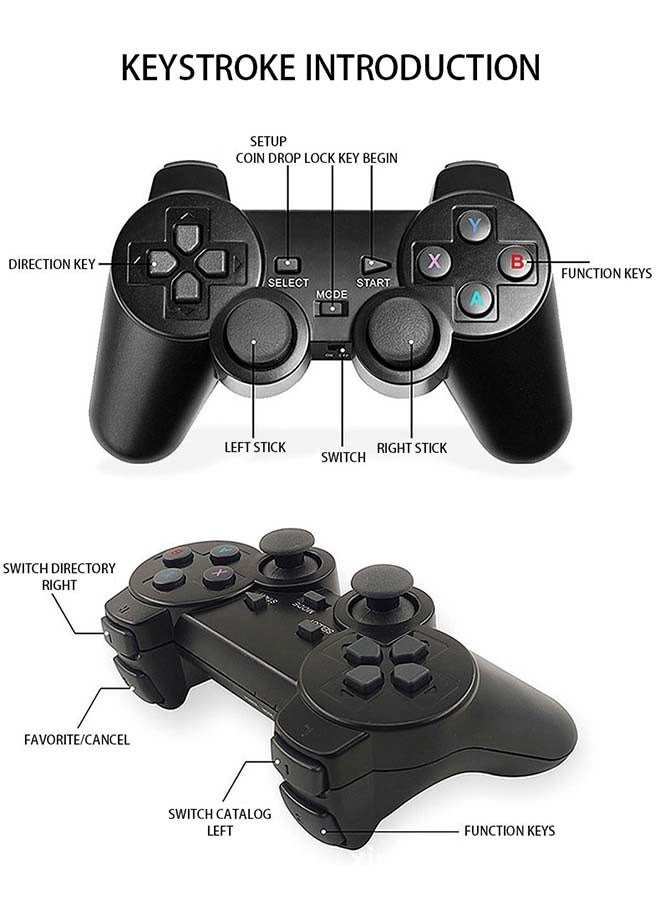 وحدة تحكم ألعاب كلاسيكية، وحدة تحكم ألعاب تلفزيونية بدقة 4K، مزودة بأكثر من 20000 لعبة، مع وحدات تحكم لاسلكية 2.4 جيجا بايت (64 جيجا بايت) - Image 2