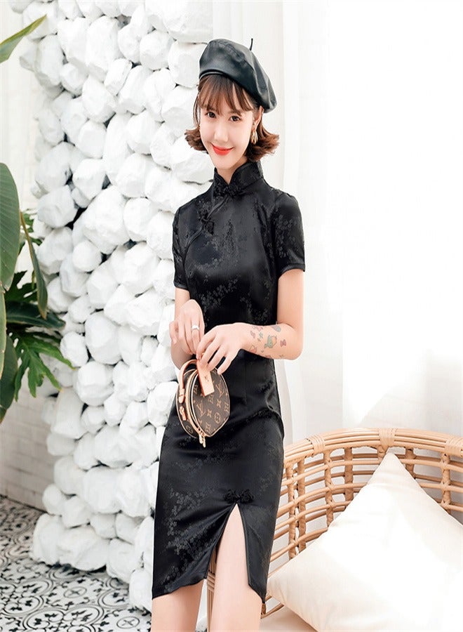 Loquat Plum Blossom Daily Banquet Skirt Black  - Image 3
