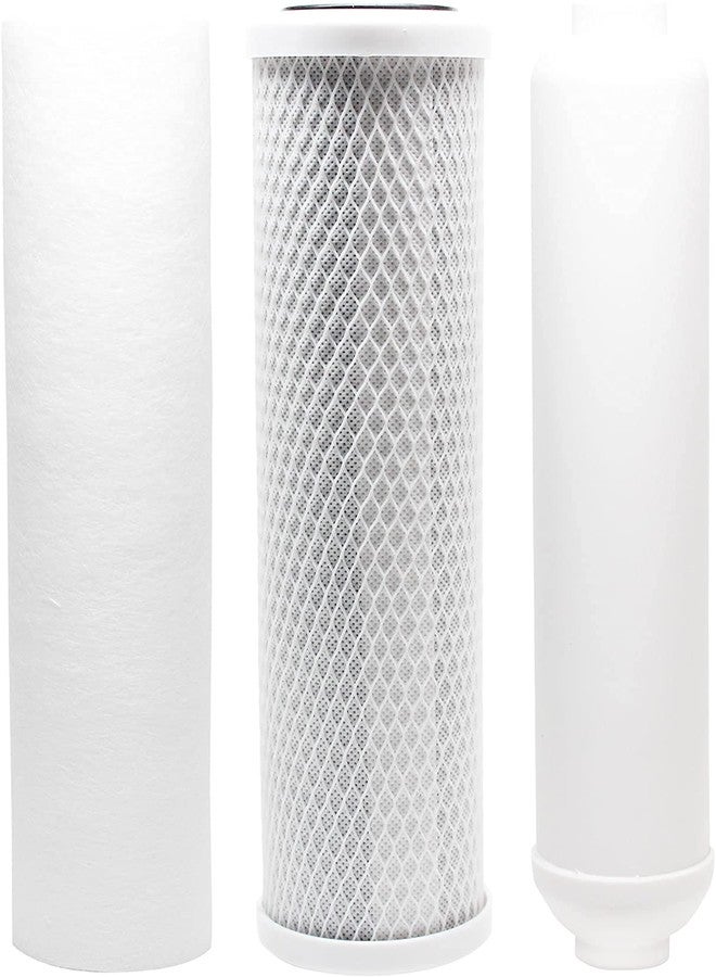CFS مجموعة فلتر مياه بديلة من CFS - عبوة من 3 قطع تتضمن رواسب البولي بروبيلين وكتلة الكربون وخراطيش مدمجة متوافقة مع طرازات نظام التناضح العكسي Rainsoft 9591 - تزيل الطعم السيئ - أبيض - Image 1